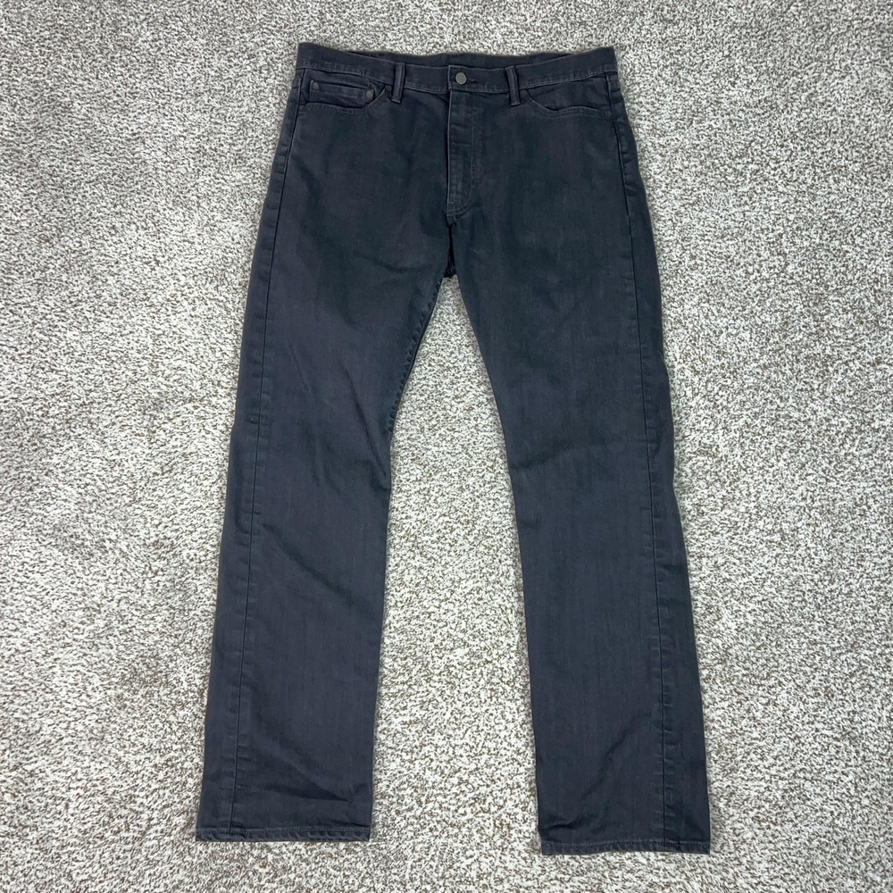 Levis 513 Jeans Mens 38x34 Gray Slim Straight Stretch Denim Charcoal Wash Casual